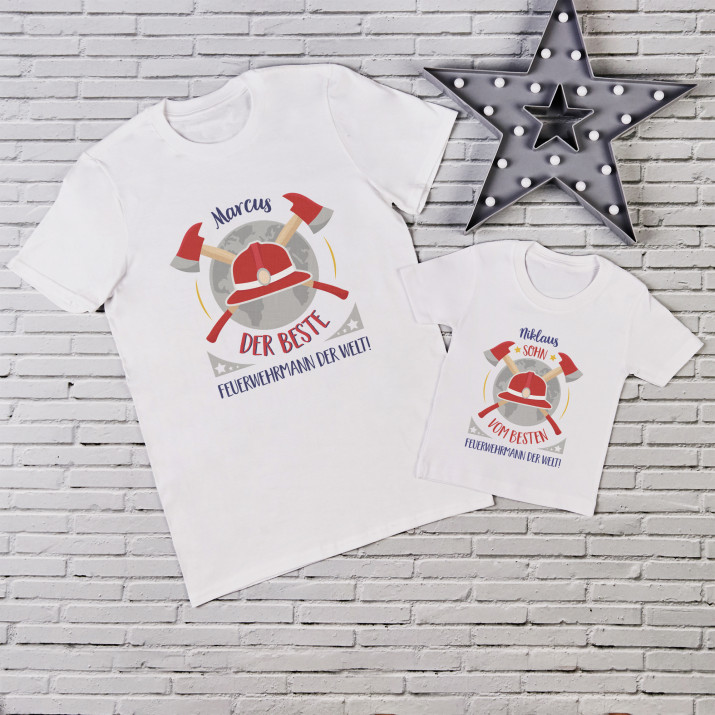 Bester Feuerwehrmann - T-Shirts für Papa und Kind